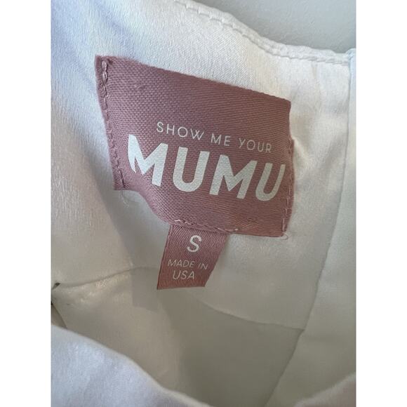 Show Me Your Mumu Mina Midi Bridesmaid Wedding Dress Ivory Luxe Satin, NWOT, S - Picture 6 of 7